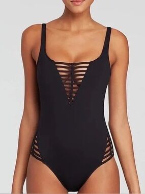 La Blanca Cutout One Piece Swimsuit Black Size 10